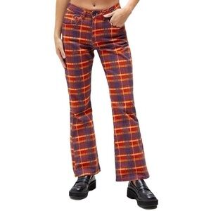 NWT The Ragged Priest Ragged Jeans Register Flare Jeans in Red Checkers Size 24